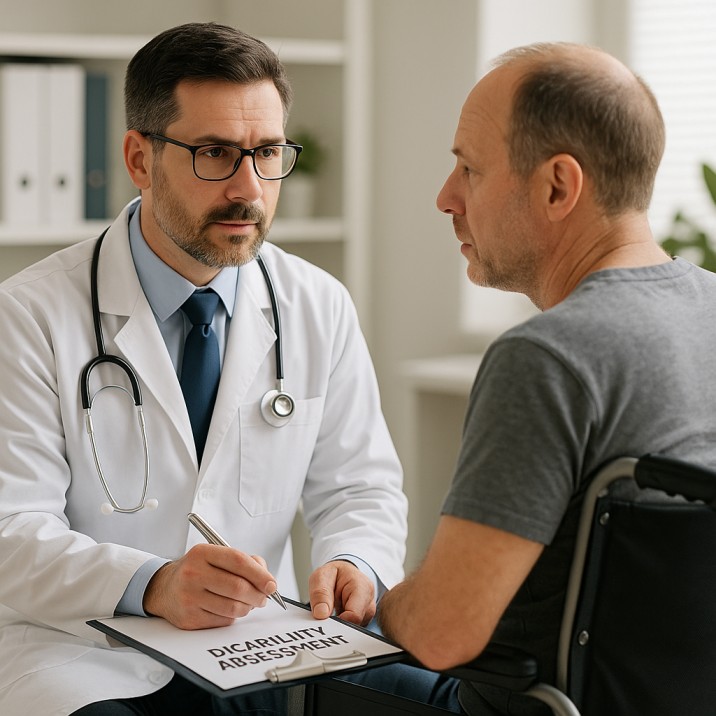 Social Disability Application: doctor performing a disability assessment