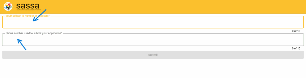 SASSA SRD application page for the R350 grant in South Africa