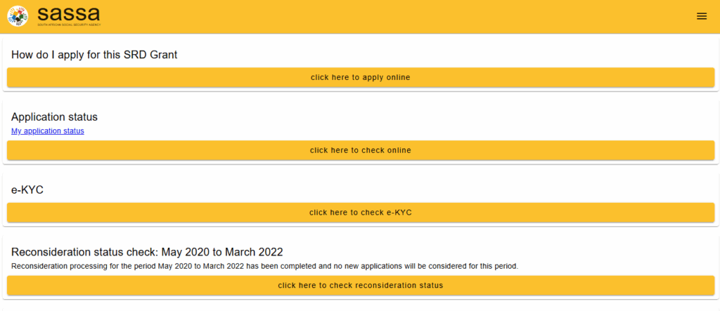 SASSA online application portal
