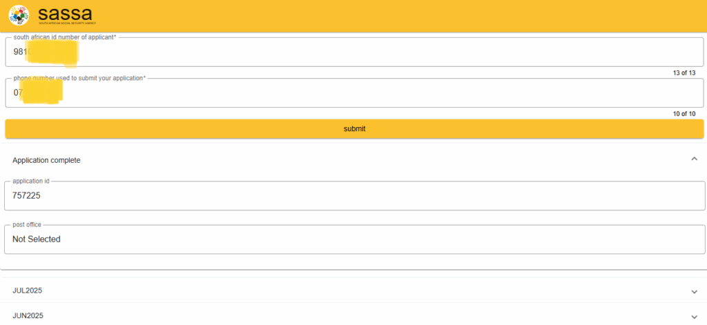 SRD Status Check: Sassa dashboard