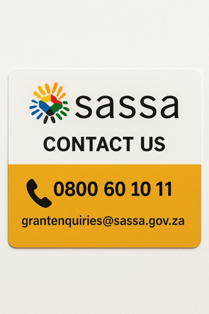SASSA contact card or phone helpline info