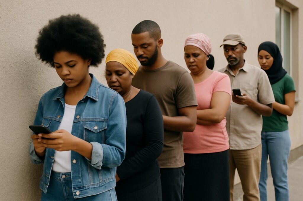  South Africans waiting in line SRD grant