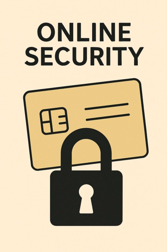 Lock and a bank card to represent online security