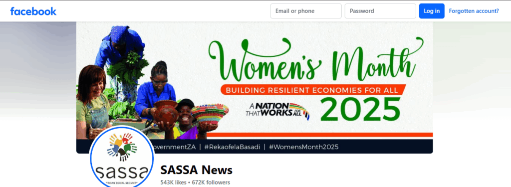 SASSA facebook accounts