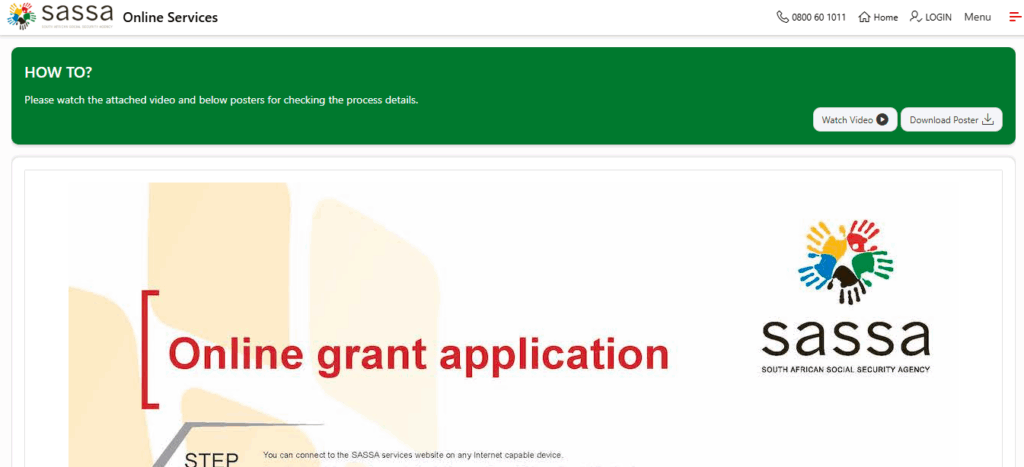  SASSA portal login page
