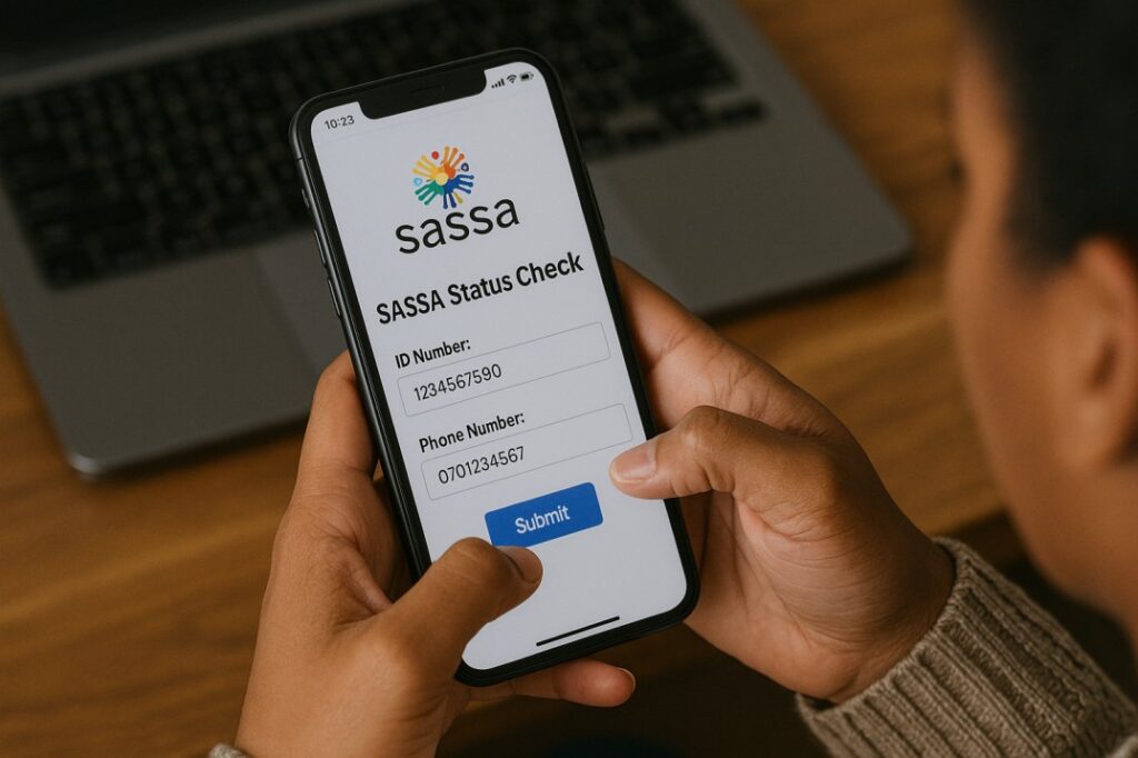 Person holding a phone and checking their SRD grant status